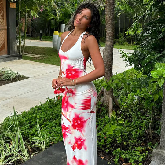 Damen Maxirock mit floralen Mustern und seitlichem Schlitz R&B
