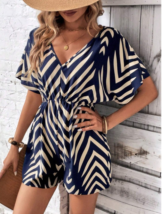 Damen Jumpsuit mit modernem Chevron-Design R&B