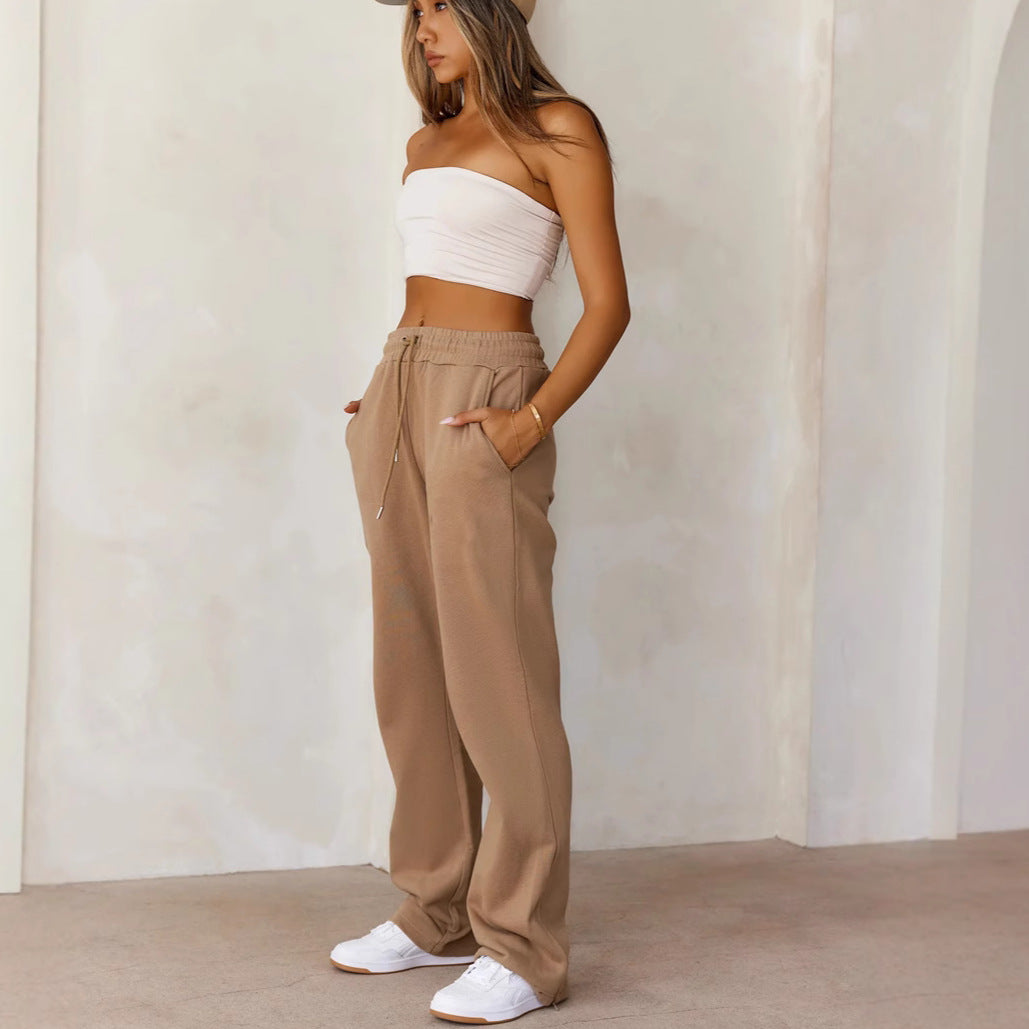 Damen Sportliches Crop-Top und Bequeme Sweathose Set R&B