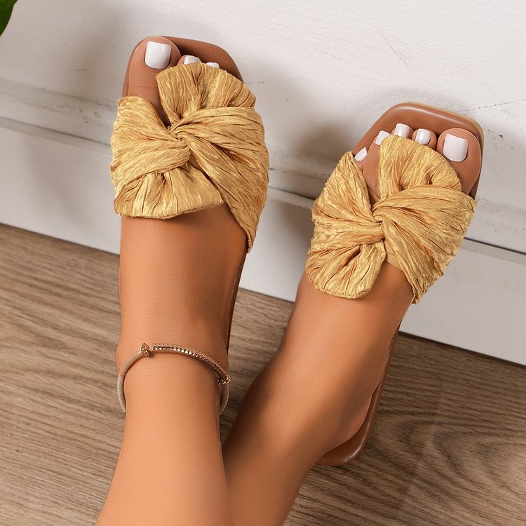 Damen Minimalistische Slippers mit dekorativem Schleifen-Design R&B