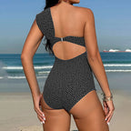 Damen Einteiler Badeanzug mit asymmetrischem Design und modischer Raffung R&B