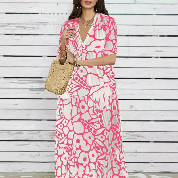 Damen Maxi-Kleid mit floralem Design und weitem Schnitt R&B