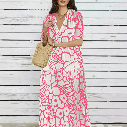 Damen Maxi-Kleid mit floralem Design und weitem Schnitt R&B