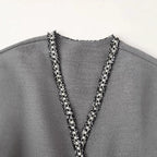 Damen lässiger Cardigan mit praktischen Taschen und eleganter Schnürung R&B