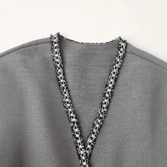 Damen lässiger Cardigan mit praktischen Taschen und eleganter Schnürung R&B