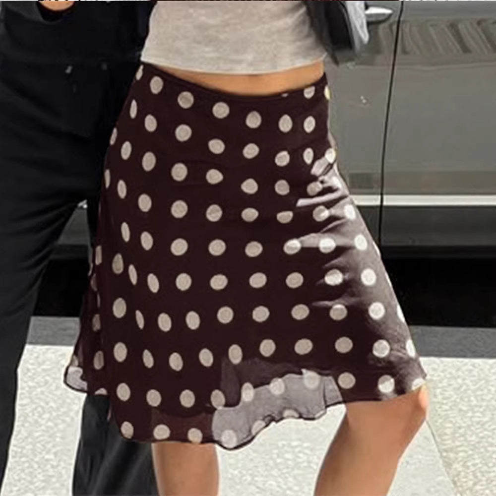Damen luftiger A-Linien Rock mit Punkte-Muster R&B