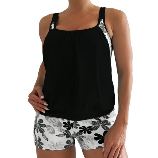 Damen Tankini-Set mit modischem Kurztop und Blumenmuster R&B