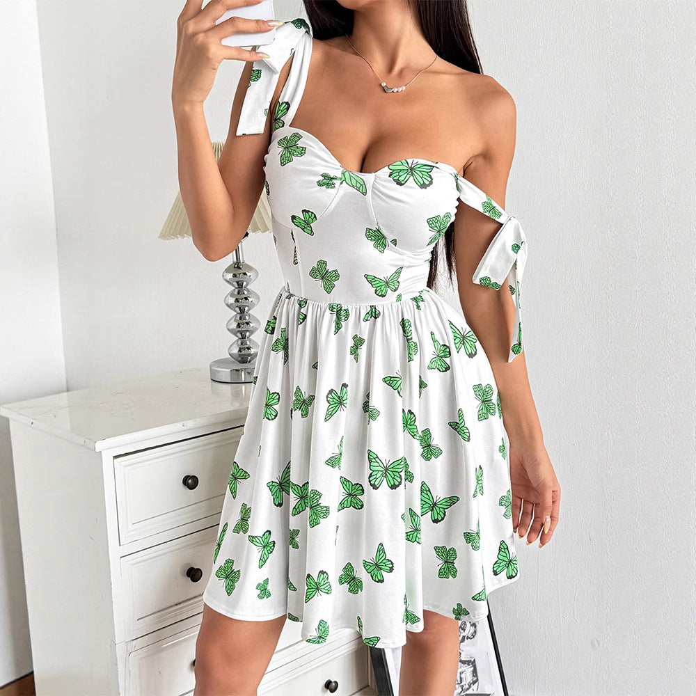 Damen Sommerkleid mit verspieltem Schmetterlingsdesign und verstellbaren Trägern R&B