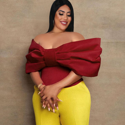 Damen elegante Bluse mit oversize Schleifenärmel R&B