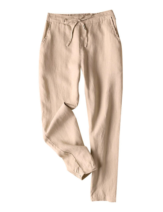 Damen Leichte Chinohose aus atmungsaktivem Leinenmix mit verstellbarem Bund R&B