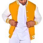 Herren Collegejacke mit kontrastierenden Ärmeln und Druckknopfverschlüssen R&B