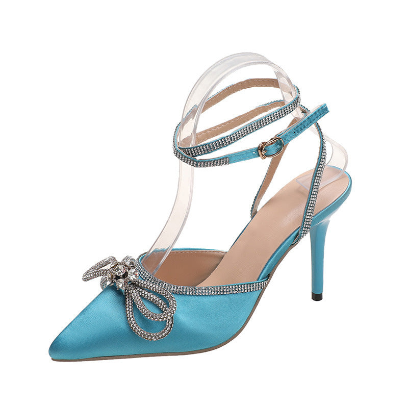 Damen elegante Slingback-Pumps mit funkelndem Schmuckverschluss R&B