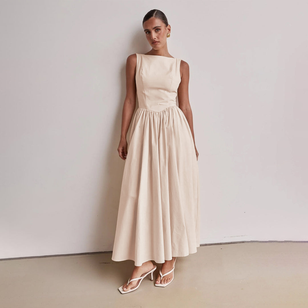 Damen Elegantes Maxi-Kleid mit breitem Rockansatz und taillierter Passform R&B