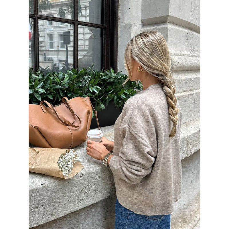Damen leichte Strickjacke mit Knopfdetails und modischem Schnitt R&B