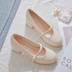 Damen elegante Blockabsatz Pumps mit modischer Schnallenverzierung R&B