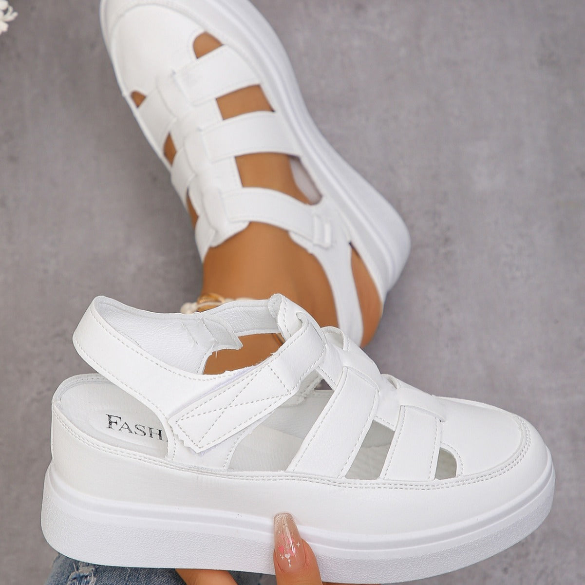 Damen Wedge-Sneaker mit verstellbaren Riemen und rutschfester Sohle R&B