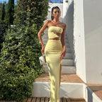 Damen Maxikleid mit elegantem Cut-Out-Design und verspieltem Rüschenelement R&B