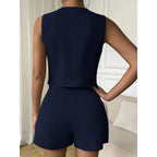 Damen Elegantes Jumpsuit mit klassischem Schnitt und modischen Knöpfen R&B