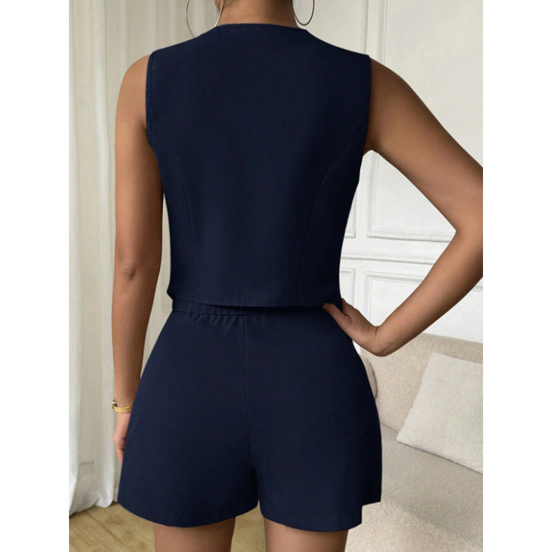 Damen Elegantes Jumpsuit mit klassischem Schnitt und modischen Knöpfen R&B