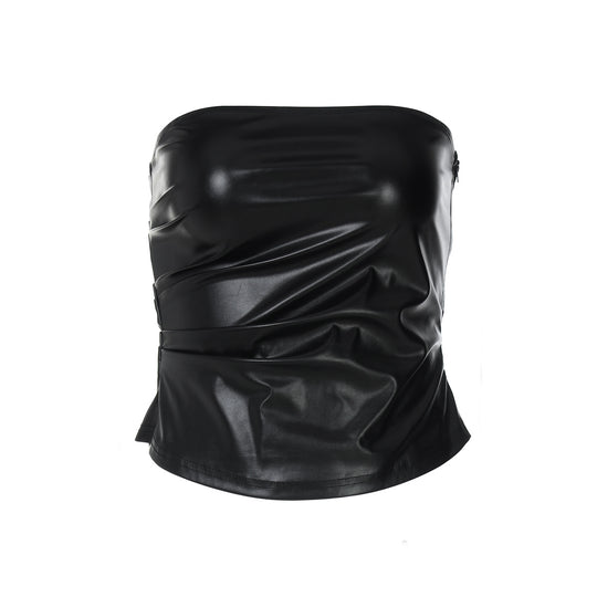 Damen ärmelloses Satin-Top mit elegantem Raffungselement R&B