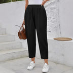 Damen Schnittige Chino-Hose mit elastischem Bund und dekorativen Knopfdetails R&B