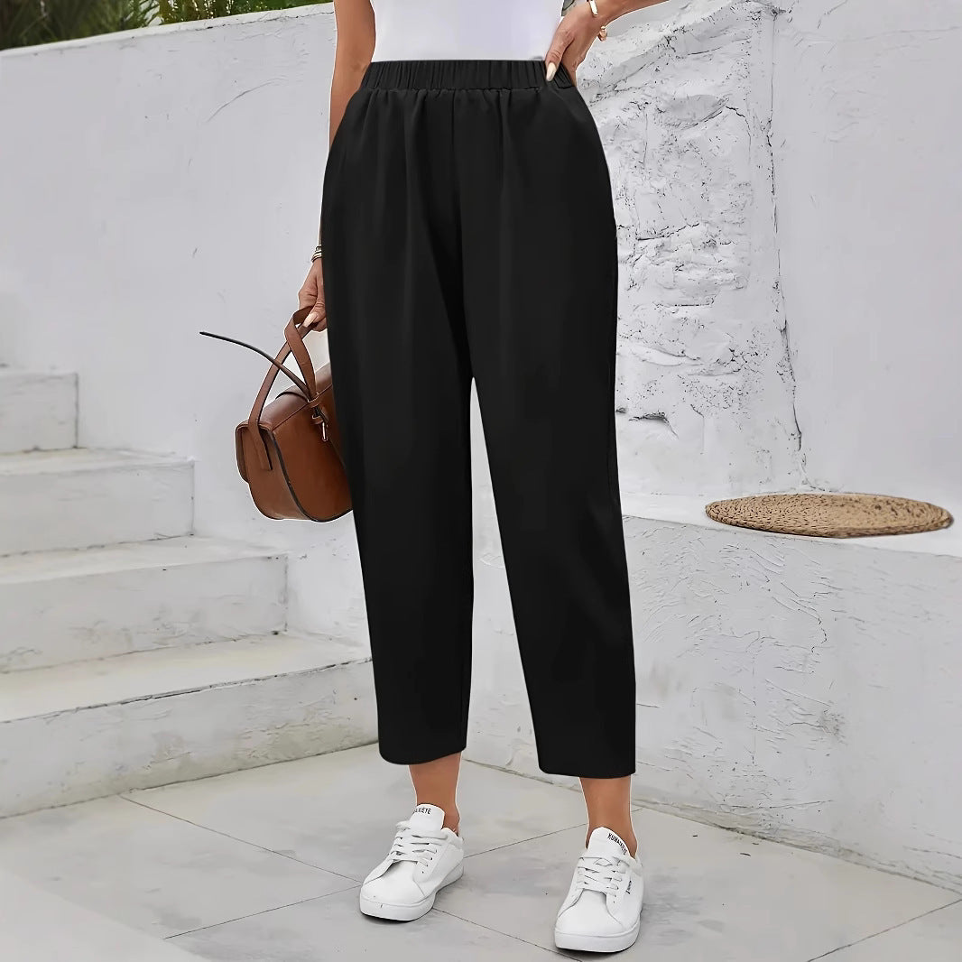 Damen Schnittige Chino-Hose mit elastischem Bund und dekorativen Knopfdetails R&B