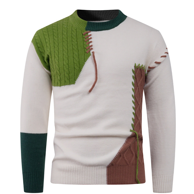 Herren modischer Strickpullover mit asymmetrischem Zopfmuster R&B