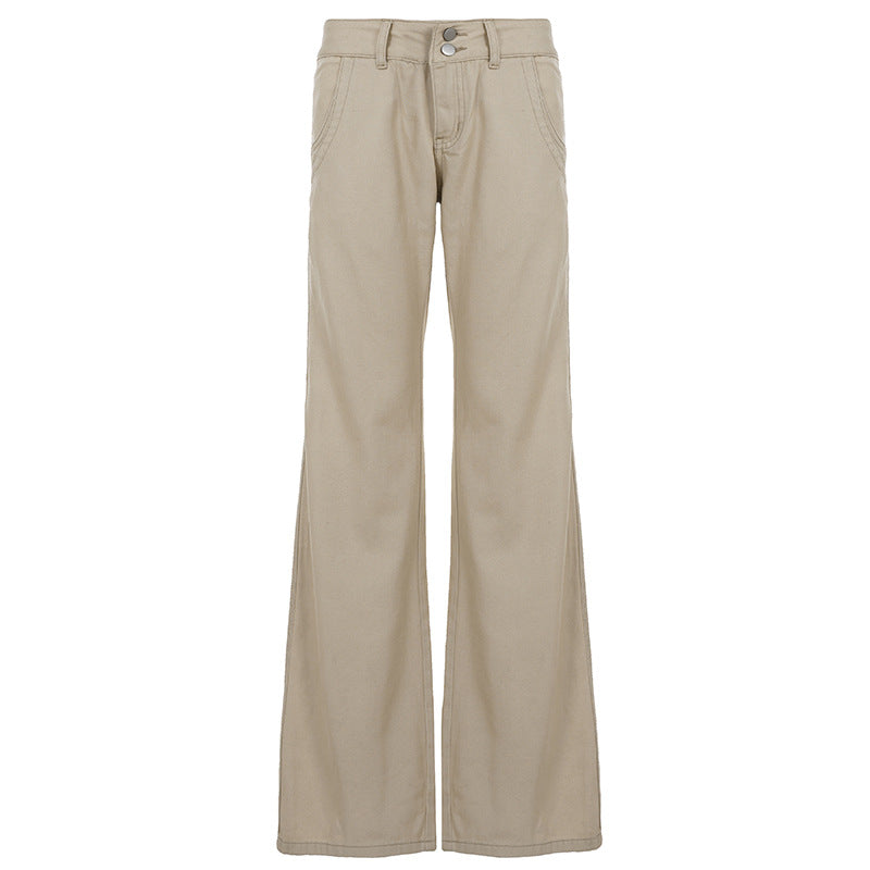 Damen lässige Flared Jeanshose mit hohem Bund und weitem Bein R&B