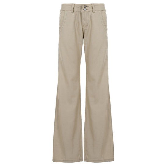 Damen lässige Flared Jeanshose mit hohem Bund und weitem Bein R&B