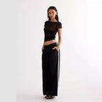 Damen Spitzentop mit enganliegendem Design und kurzen Ärmeln R&B