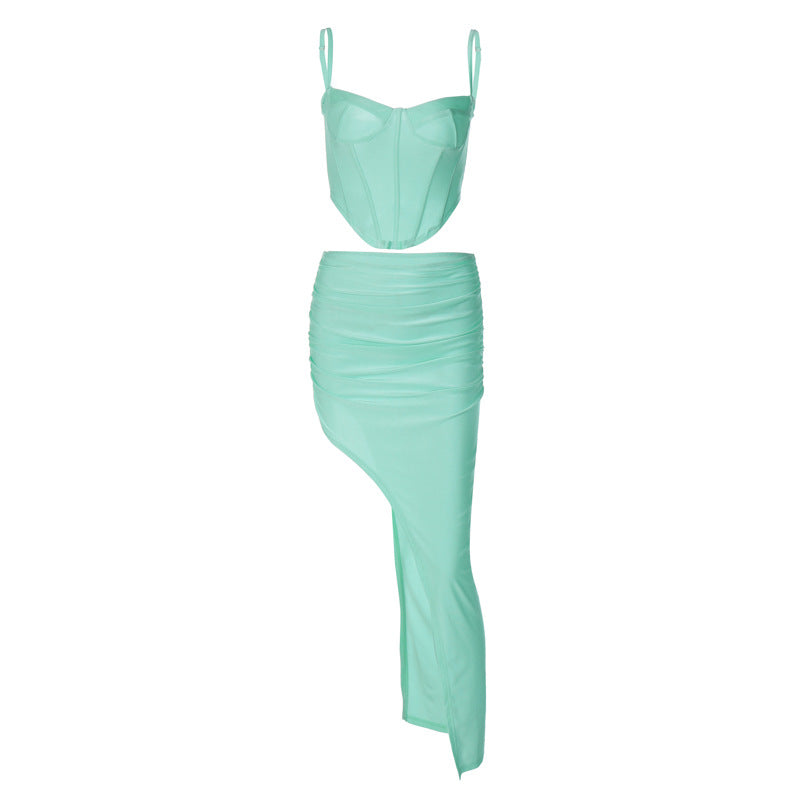 Damen Elegantes Bustier-Oberteil mit asymmetrischem Rock R&B