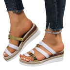 Damen Wedge-Sandaletten mit glamourösem Glitter-Design und modischen Riemen R&B
