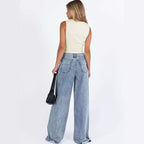 Damen Denim-Weste mit innovativem Schnürverschluss und dekorativen Details R&B