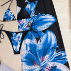 Damen eleganter Bikinis mit floralem Überwurf