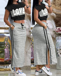 Damen Sportliches Oberteil und Bequeme Maxirock R&B