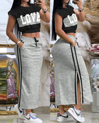 Damen Sportliches Oberteil und Bequeme Maxirock R&B