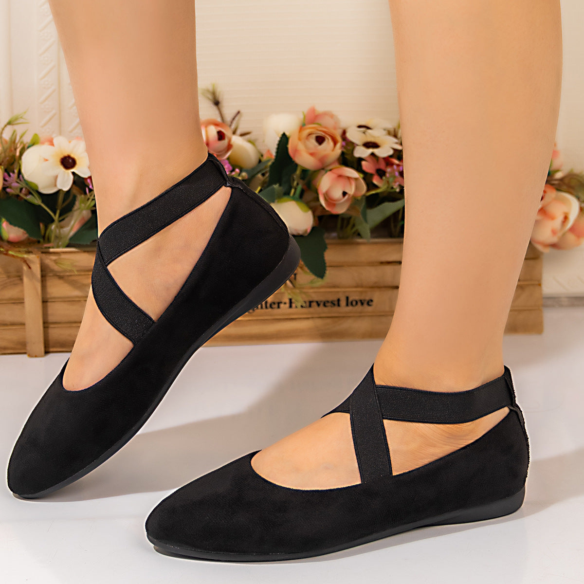Damen Ballerinas mit elegantem Querriemen und komfortablem Fußbett R&B