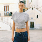 Damen Crop-Top mit modischen Rüschendetails und strukturiertem Design R&B