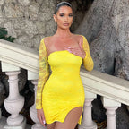 Damen Spitzenkleid mit langen Ärmeln R&B