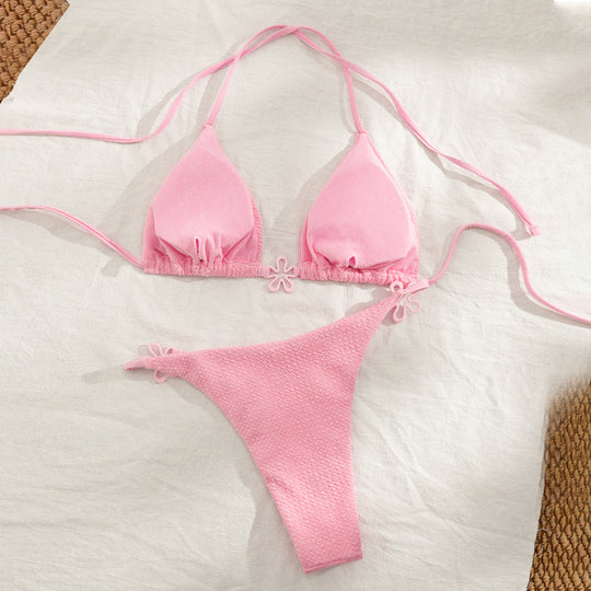 Damen Triangel-Bikini mit floralem Design und verstellbaren Trägern R&B