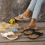 Damen Zehentrenner-Sandalen mit floralem Design und komfortablem Fußbett R&B