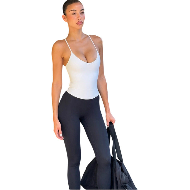 Damen Sportliches Body mit tiefem V-Ausschnitt R&B