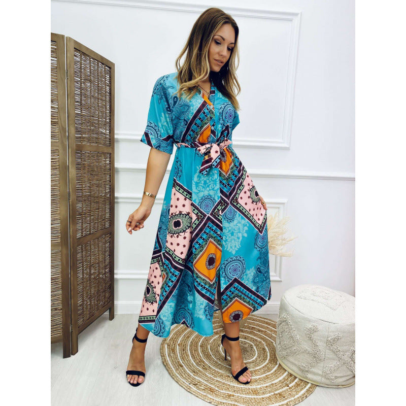 Damen Bohemian Wickelkleid R&B