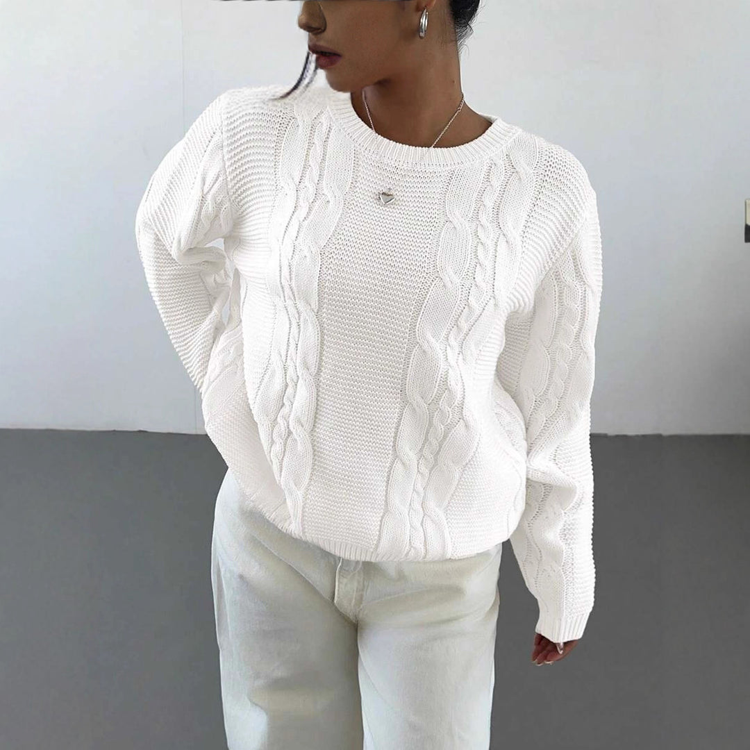 Damen Grobstrickpullover mit zeitlosem Zopfmuster und lässigem Schnitt R&B