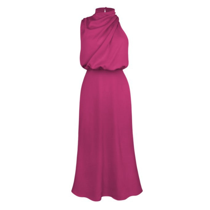 Damen Elegantes Etuikleid mit asymmetrischem Kragen und fließendem Schnitt R&B