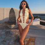 Damen Eleganter Badeanzug mit herausragendem Cut-Out-Design und floralem Akzent R&B