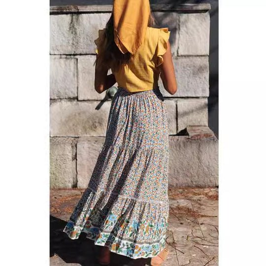 Damen Maxi-Rock aus floraler Baumwolle R&B