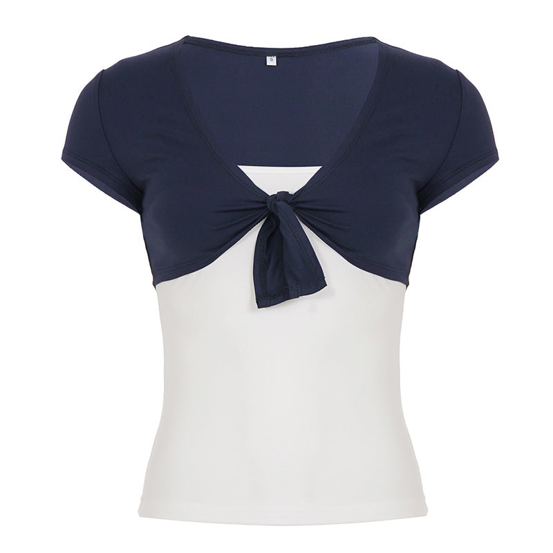 Damen Crop-Top mit verspieltem Knoten und ärmellosem Design R&B