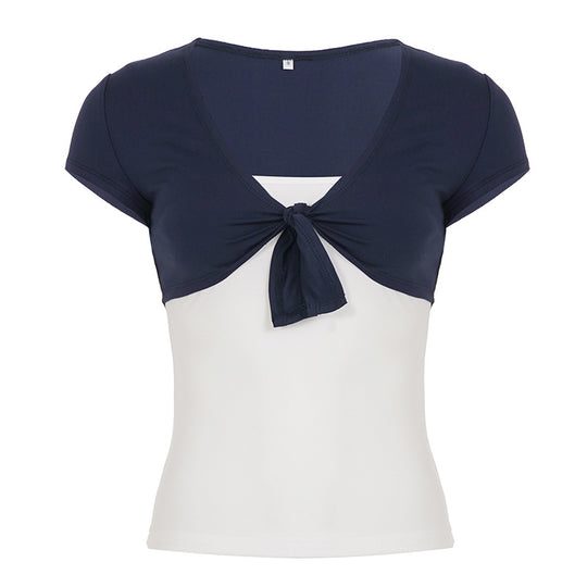 Damen Crop-Top mit verspieltem Knoten und ärmellosem Design R&B