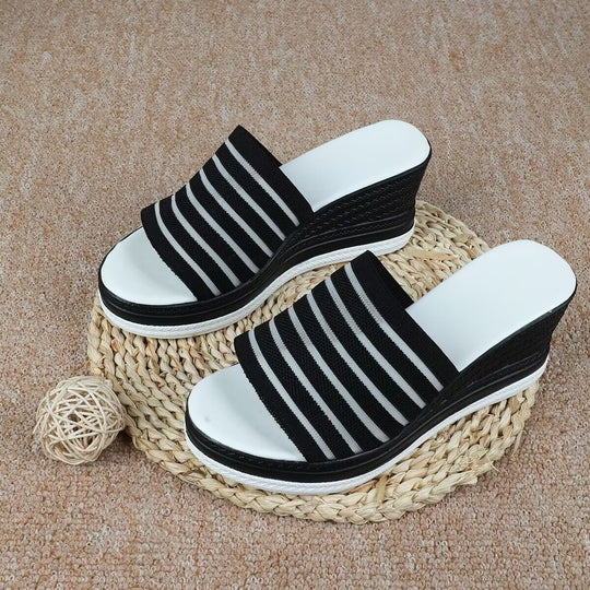 Damen modische Wedge-Pantoletten mit strukturiertem Obermaterial und atmungsaktivem Design R&B